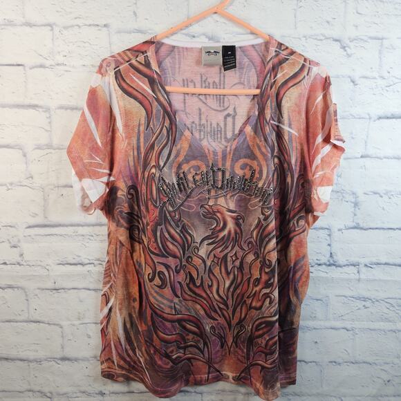 Harley-Davidson Tops - Harley Davidson Rare Cyber Grunge Baby Tee Sz 2W